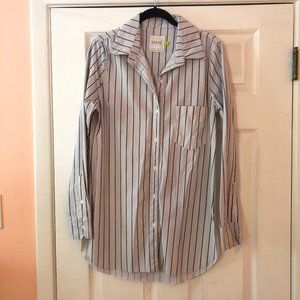 Lysse Schiffer white/black pinstripe button down